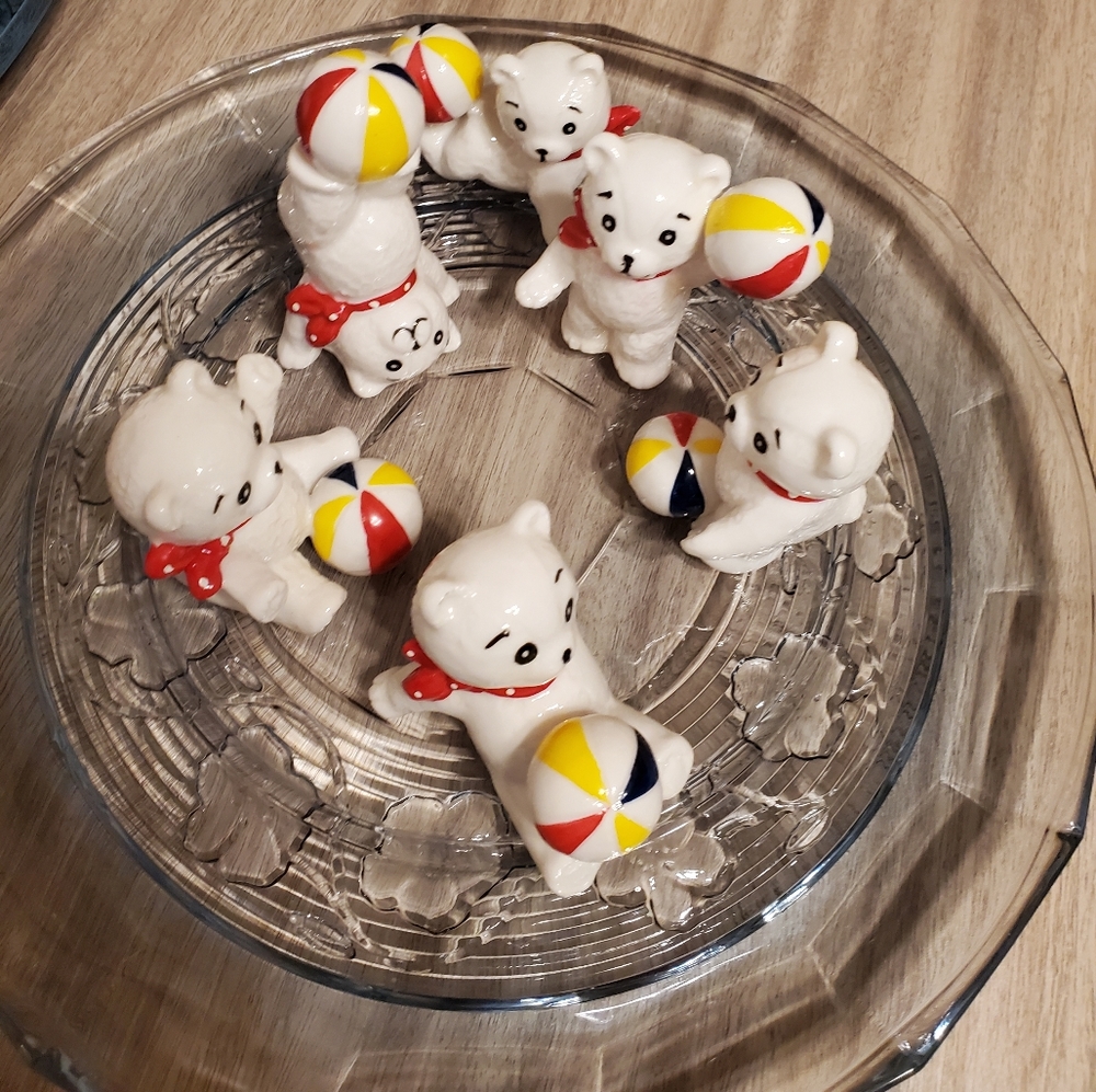 Polar bear with beach ball authentic bone china figurines